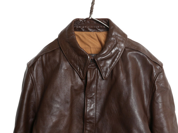 00s FLIGHT APPAREL INDUSTRIES A-2 タイプ 本革レザー フライト ジャケット メンズ M 程/ 古着 オールド 革ジャン ボンバー ジャンパー 茶