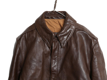 00s FLIGHT APPAREL INDUSTRIES A-2 タイプ 本革レザー フライト ジャケット メンズ M 程/ 古着 オールド 革ジャン ボンバー ジャンパー 茶