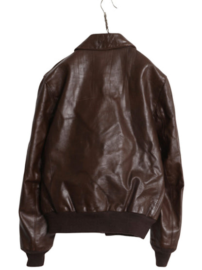 00s FLIGHT APPAREL INDUSTRIES A-2 タイプ 本革レザー フライト ジャケット メンズ M 程/ 古着 オールド 革ジャン ボンバー ジャンパー 茶
