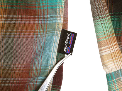 パタゴニア ロングスリーブ オーガニック ピマ コットン シャツ メンズ XL 14年製 アウトドア 長袖シャツ オンブレ チェック 大きいサイズ