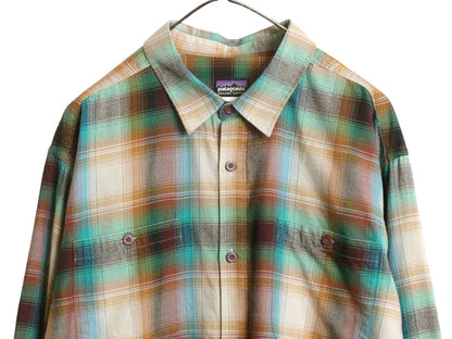 パタゴニア ロングスリーブ オーガニック ピマ コットン シャツ メンズ XL 14年製 アウトドア 長袖シャツ オンブレ チェック 大きいサイズ