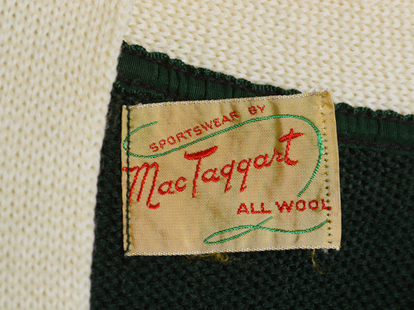 40s ★ MacTaggart ウール ニット カーディガン メンズ M ヴィンテージ セーター アワード レタード カレッジ 無地 ツートン ポケット付き