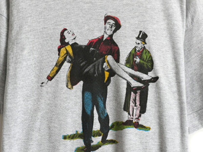 80s ★ ムービー イラスト プリント 半袖 Tシャツ ( メンズ L 程) 80年代 ビンテージ 映画 キャラクター シングルステッチ フォト 当時物