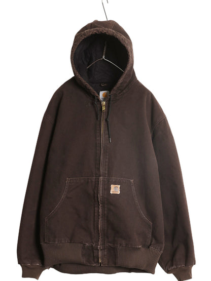 US企画 カーハート アクティブ ジャケット メンズ XL / ワーク ダック フード パーカー 中綿 キルティング ライナー ブルゾン 大きいサイズ