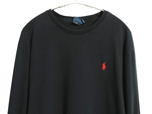 00s ポロ ラルフローレン 長袖 Tシャツ メンズ M オールド ロンT ロングスリーブ コットン ワンポイント カットソー シンプル ゆったり 黒