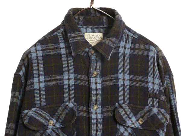 カベラス チェック ヘビー フランネル シャツ メンズ L / 古着 長袖シャツ ネルシャツ ヘビーウェイト コットン ポケット付き マルチカラー