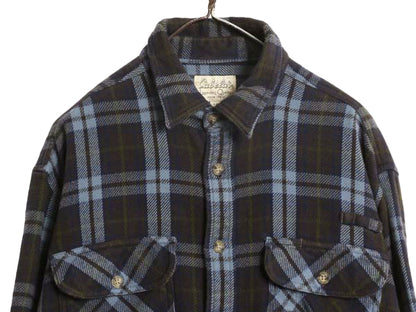カベラス チェック ヘビー フランネル シャツ メンズ L / 古着 長袖シャツ ネルシャツ ヘビーウェイト コットン ポケット付き マルチカラー