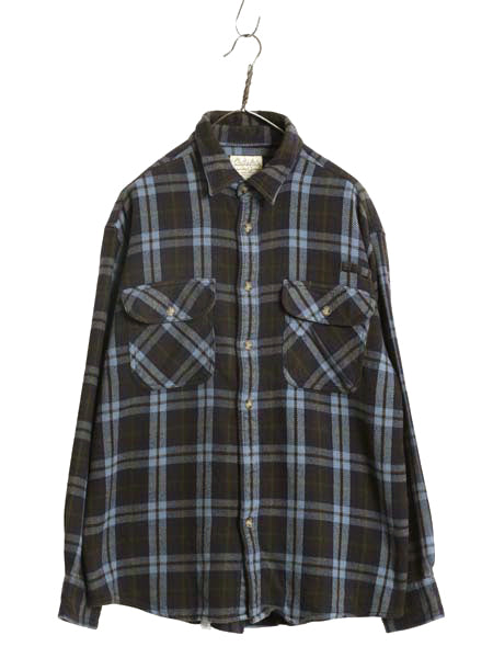 カベラス チェック ヘビー フランネル シャツ メンズ L / 古着 長袖シャツ ネルシャツ ヘビーウェイト コットン ポケット付き マルチカラー