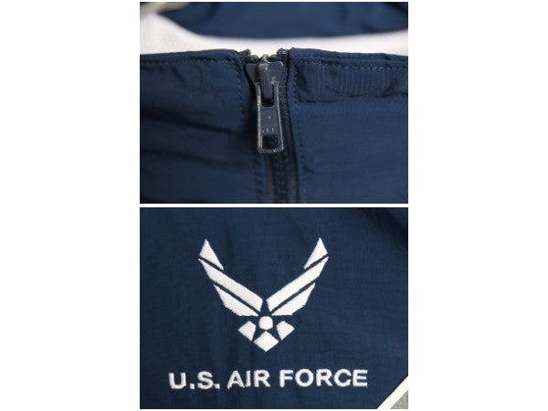 00s 米軍実物 US AIR FORCE ナイロン トレーニング ジャケット MEDIUM REGULAR 古着 04年製 オールド 軍物 USAF ミリタリー ジャンパー 青