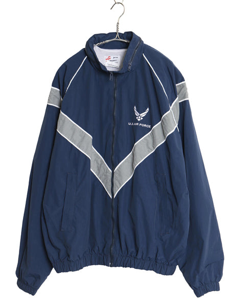 00s 米軍実物 US AIR FORCE ナイロン トレーニング ジャケット MEDIUM REGULAR 古着 04年製 オールド 軍物 USAF ミリタリー ジャンパー 青