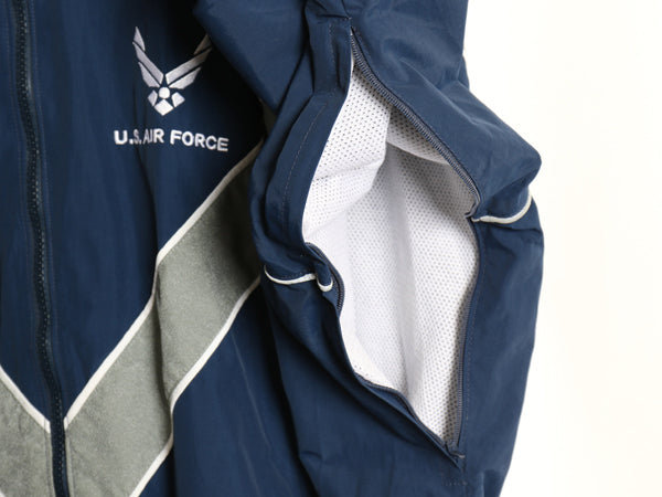 00s 米軍実物 US AIR FORCE ナイロン トレーニング ジャケット MEDIUM REGULAR 古着 04年製 オールド 軍物 USAF ミリタリー ジャンパー 青