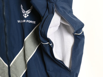 00s 米軍実物 US AIR FORCE ナイロン トレーニング ジャケット MEDIUM REGULAR 古着 04年製 オールド 軍物 USAF ミリタリー ジャンパー 青