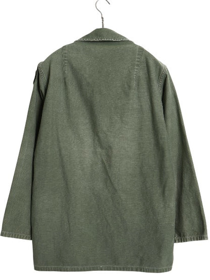 60s 米軍実物 US ARMY コットン サテン ユーティリティ シャツ メンズ S 程 / 65年製 ヴィンテージ ミリタリー 筒袖 3rd OG107 フルパッチ