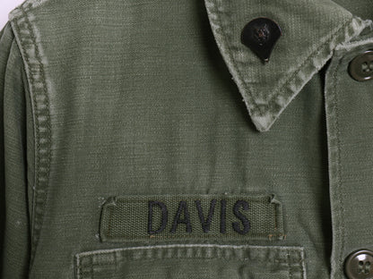 60s 米軍実物 US ARMY コットン サテン ユーティリティ シャツ メンズ S 程 / 65年製 ヴィンテージ ミリタリー 筒袖 3rd OG107 フルパッチ