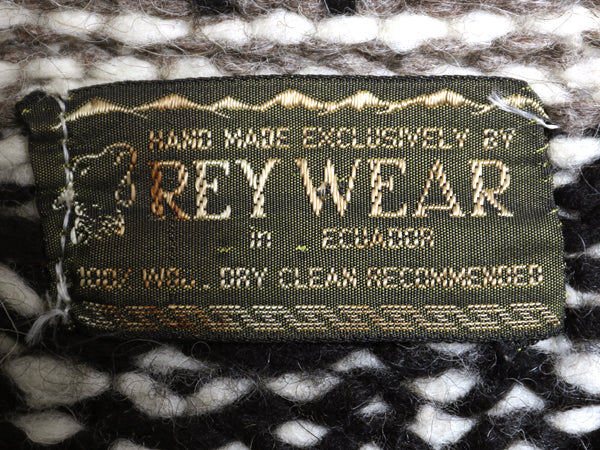 エクアドル製 REY WEAR ウール ニット カーディガン メンズ M 程/ ハンドメイド セーター 前開き ネイティブ インカ アステカ 総柄 羽織り