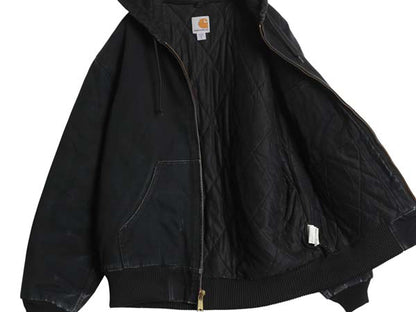 US企画 USA製 カーハート アクティブ ジャケット メンズ M / ダック フード パーカー 中綿 キルティング ライナー ブルゾン ジャンパー 黒