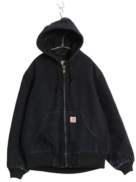 US企画 USA製 カーハート アクティブ ジャケット メンズ M / ダック フード パーカー 中綿 キルティング ライナー ブルゾン ジャンパー 黒