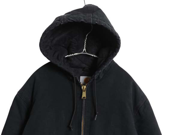 US企画 USA製 カーハート アクティブ ジャケット メンズ M / ダック フード パーカー 中綿 キルティング ライナー ブルゾン ジャンパー 黒