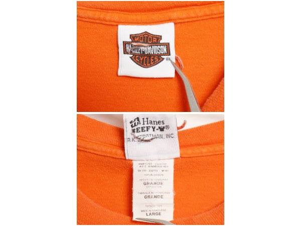 ハーレー ダビットソン 両面 プリント Tシャツ メンズ L / 古着 オフィシャル バイク イーグル イラスト グラフィック コットン カットソー