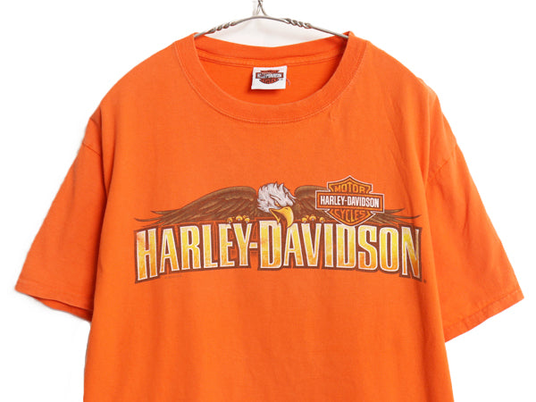 ハーレー ダビットソン 両面 プリント Tシャツ メンズ L / 古着 オフィシャル バイク イーグル イラスト グラフィック コットン カットソー