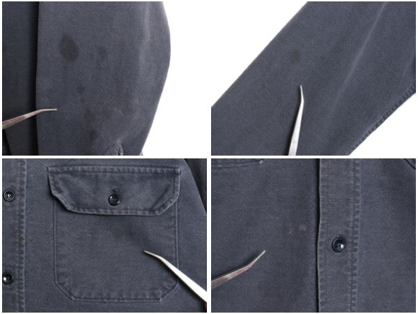 70s USA製 ウールリッチ シャモア クロス 長袖 シャツ メンズ L / ヴィンテージ ネルシャツ ヘビーウェイト コットン フランネル 無地 紺