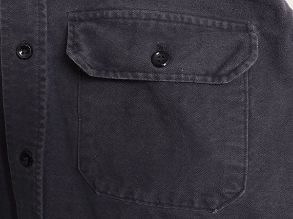 70s USA製 ウールリッチ シャモア クロス 長袖 シャツ メンズ L / ヴィンテージ ネルシャツ ヘビーウェイト コットン フランネル 無地 紺