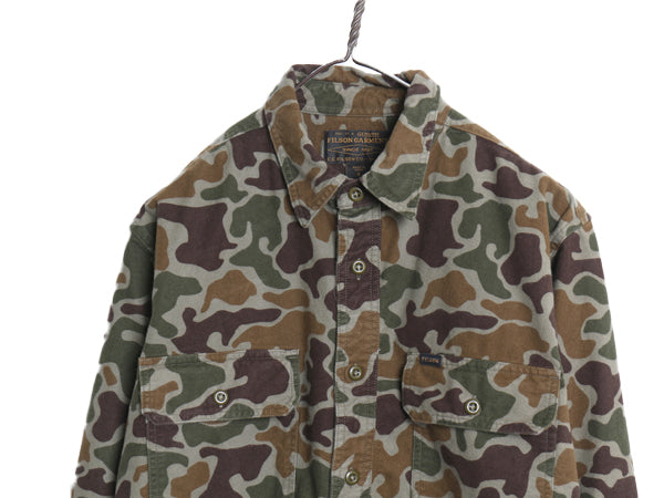 フィルソン シャモア クロス 長袖 シャツ メンズ S / ダックハンター カモ 迷彩 ハンティング ネルシャツ ヘビーウェイト フランネル 総柄
