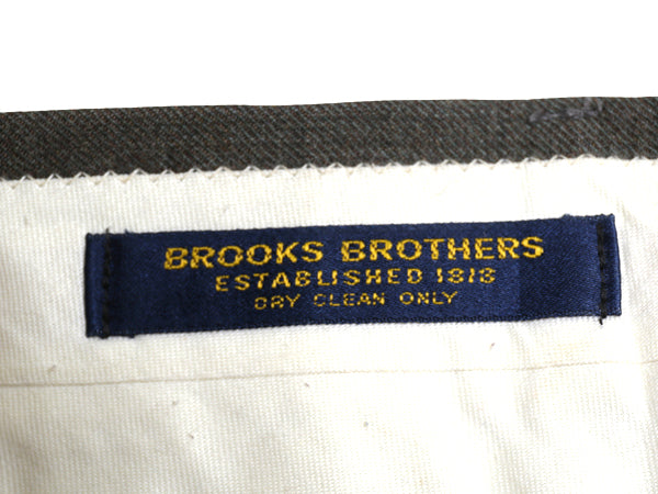 80s ブルックスブラザーズ ウール スラックス パンツ メンズ 35 / ヴィンテージ ノータック ストレート TALON 5ポケット トラウザー カーキ