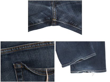 ポロ ラルフローレン デニム パンツ メンズ 32 30 / ヴィンテージ 加工 ジーンズ ジーパン ストレート 革パッチ ボトムス ヒゲ アタリ 濃紺