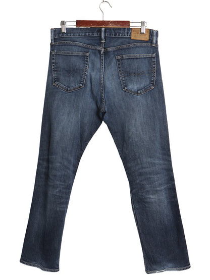 ポロ ラルフローレン デニム パンツ メンズ 32 30 / ヴィンテージ 加工 ジーンズ ジーパン ストレート 革パッチ ボトムス ヒゲ アタリ 濃紺