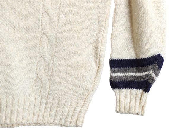 90s オールド ギャップ チルデン ケーブル ニット セーター メンズ М 古着 旧タグ Vネック ウール コットン シンプル トップス ナチュラル