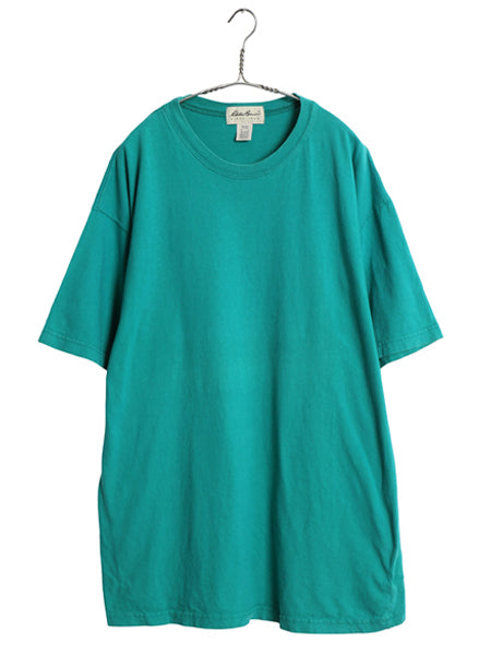 90s USA製 エディーバウアー 無地 半袖 Tシャツ メンズ M / オールド コットン カットソー ヘビーウェイト シンプル ゆったり ブランク 緑