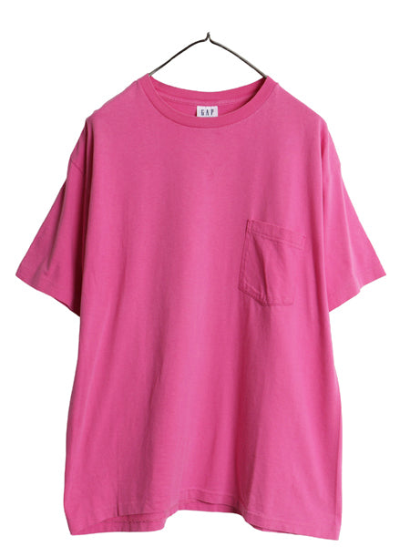 90s USA製 オールド ギャップ ポケット付き 無地 半袖 Tシャツ メンズ L / シングルステッチ ヘビーウェイト コットン ポケT 耳付き ピンク