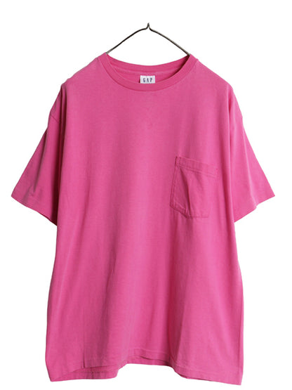 90s USA製 オールド ギャップ ポケット付き 無地 半袖 Tシャツ メンズ L / シングルステッチ ヘビーウェイト コットン ポケT 耳付き ピンク