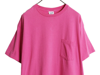 90s USA製 オールド ギャップ ポケット付き 無地 半袖 Tシャツ メンズ L / シングルステッチ ヘビーウェイト コットン ポケT 耳付き ピンク