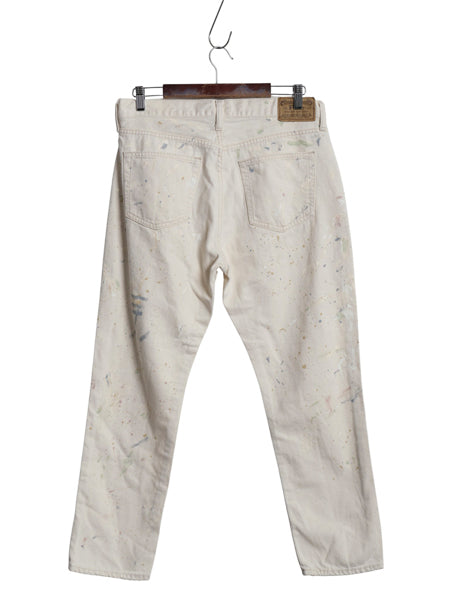 ペンキ 加工 ポロ ラルフローレン ホワイト デニム パンツ レディース L 程 メンズ 実寸 33 ジーンズ ジーパン ストレート ボーイフレンド