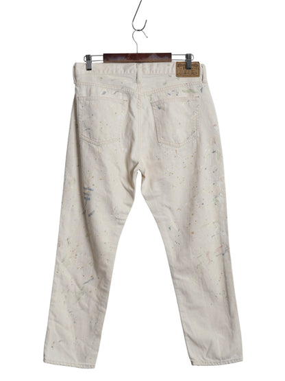 ペンキ 加工 ポロ ラルフローレン ホワイト デニム パンツ レディース L 程 メンズ 実寸 33 ジーンズ ジーパン ストレート ボーイフレンド