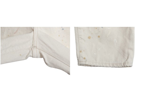 ペンキ 加工 ポロ ラルフローレン ホワイト デニム パンツ レディース L 程 メンズ 実寸 33 ジーンズ ジーパン ストレート ボーイフレンド