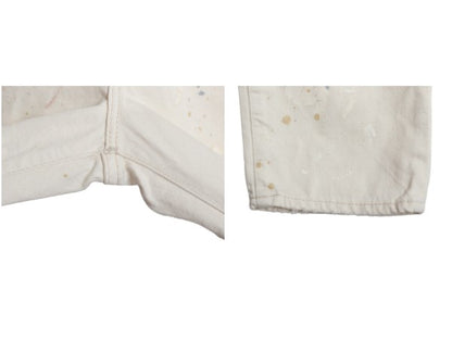 ペンキ 加工 ポロ ラルフローレン ホワイト デニム パンツ レディース L 程 メンズ 実寸 33 ジーンズ ジーパン ストレート ボーイフレンド