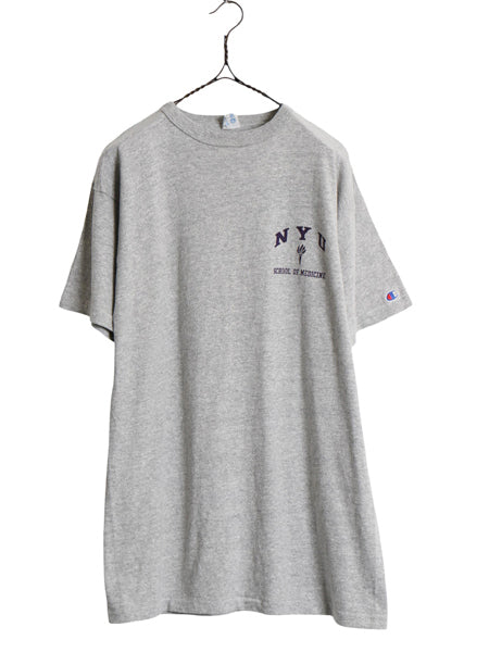 80s USA製 ★ チャンピオン NYU 3段 カレッジ プリント Tシャツ メンズ L 古着 ヴィンテージ 88 12 シングルステッチ トリコタグ 霜降り 灰