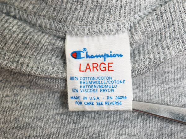 80s USA製 ★ チャンピオン NYU 3段 カレッジ プリント Tシャツ メンズ L 古着 ヴィンテージ 88 12 シングルステッチ トリコタグ 霜降り 灰