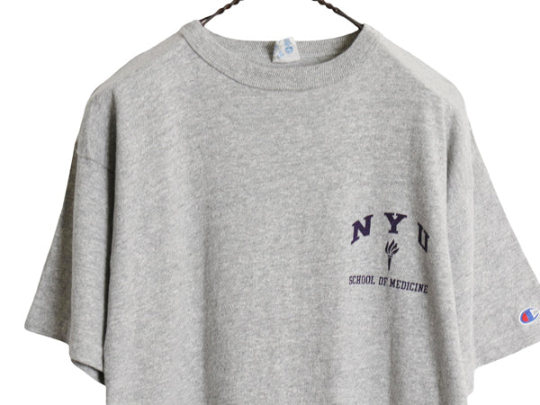 80s USA製 ★ チャンピオン NYU 3段 カレッジ プリント Tシャツ メンズ L 古着 ヴィンテージ 88 12 シングルステッチ トリコタグ 霜降り 灰