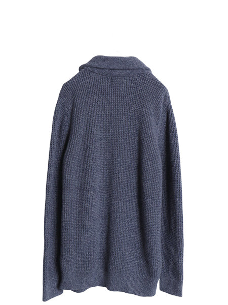 エルエルビーン ショールカラー ニット カーディガン メンズ L 古着 コットン リブ編み セーター ワッフル チャンキー 羽織り 前開き 無地