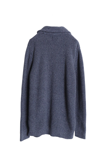 エルエルビーン ショールカラー ニット カーディガン メンズ L 古着 コットン リブ編み セーター ワッフル チャンキー 羽織り 前開き 無地