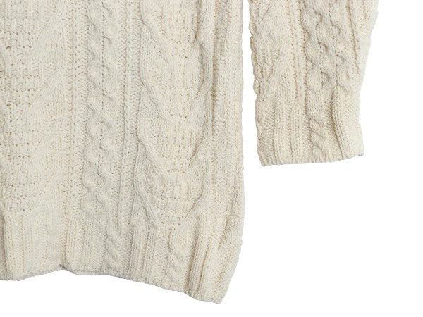 アイルランド製 aran crafts フィッシャーマン ウール ニット セーター メンズ レディース M / アラン ケーブル ローゲージ ハイネック 白