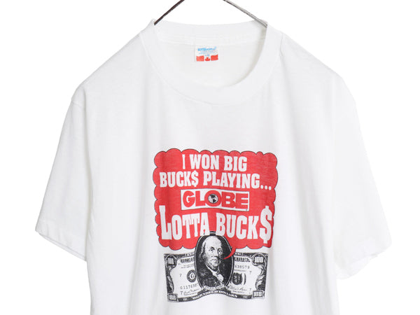 80s カナダ製 GLOBE 企業 ドル札 イラスト プリント Tシャツ メンズ L / ヴィンテージ 当時物 マガジン グラフィック シングルステッチ 白