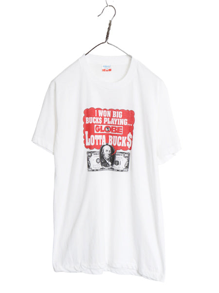 80s カナダ製 GLOBE 企業 ドル札 イラスト プリント Tシャツ メンズ L / ヴィンテージ 当時物 マガジン グラフィック シングルステッチ 白