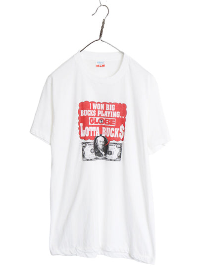 80s カナダ製 GLOBE 企業 ドル札 イラスト プリント Tシャツ メンズ L / ヴィンテージ 当時物 マガジン グラフィック シングルステッチ 白