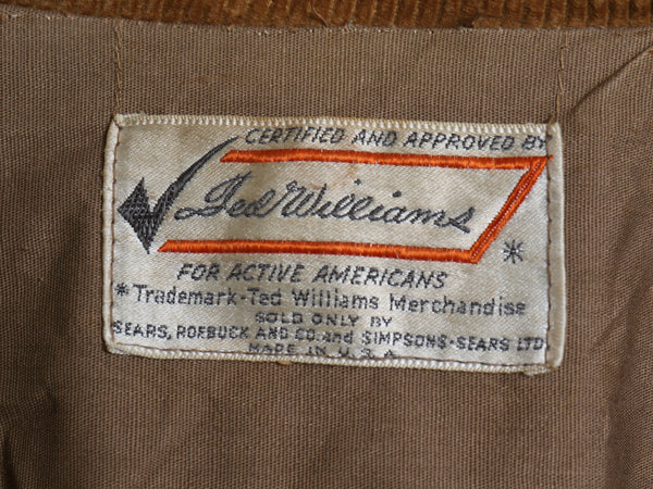 70s USA製 ★ シアーズ Ted Williams ハンティング ジャケット メンズ M 程 古着 ヴィンテージ アウトドア 襟コーデュロイ カバーオール 茶