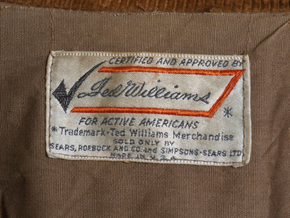 70s USA製 ★ シアーズ Ted Williams ハンティング ジャケット メンズ M 程 古着 ヴィンテージ アウトドア 襟コーデュロイ カバーオール 茶
